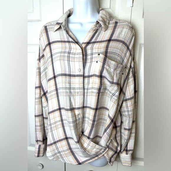 WE THE FREE People Hidden Valley ButtonDown Shirt Top Blouse Oversized Plaid - Picture 2 of 16